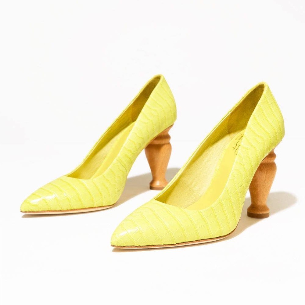 NWT Charlotte Stone Baughn Acid Pumps with Wooden Heel Size 8